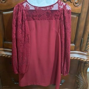 White House Black Market red dress with lace.